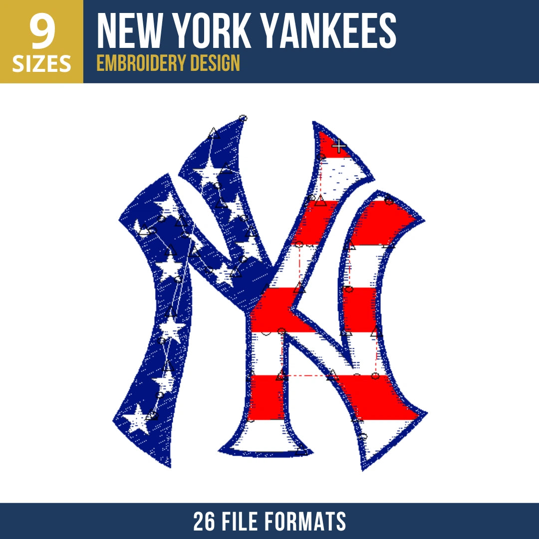 New York Yankees NY American Flag Monogram Embroidery Design