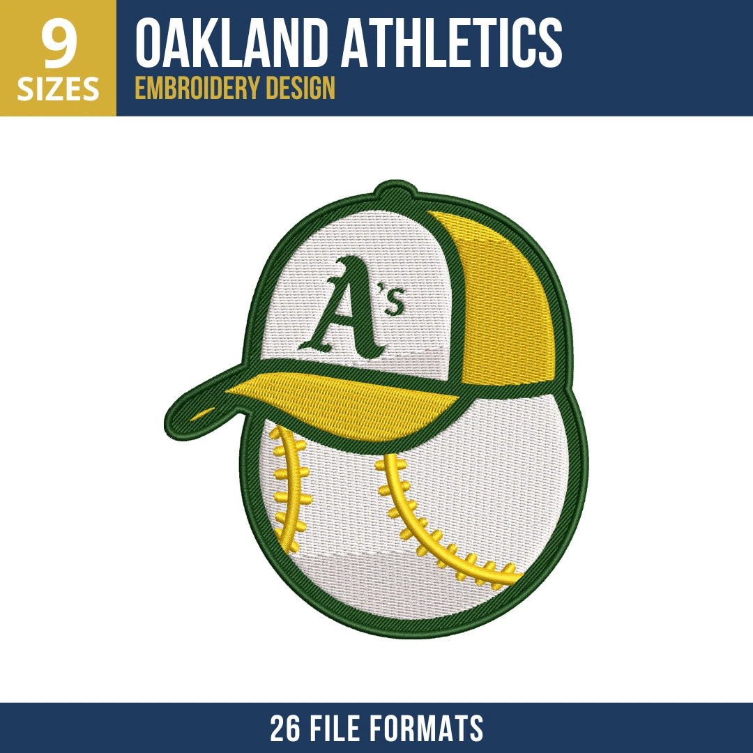 Oakland Athletics Baseball Cap Embroidery Design