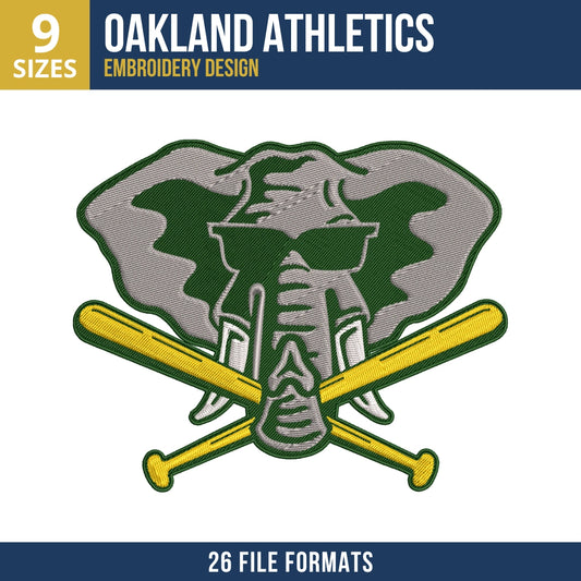 Oakland Athletics Elephant Mascot Embroidery Design