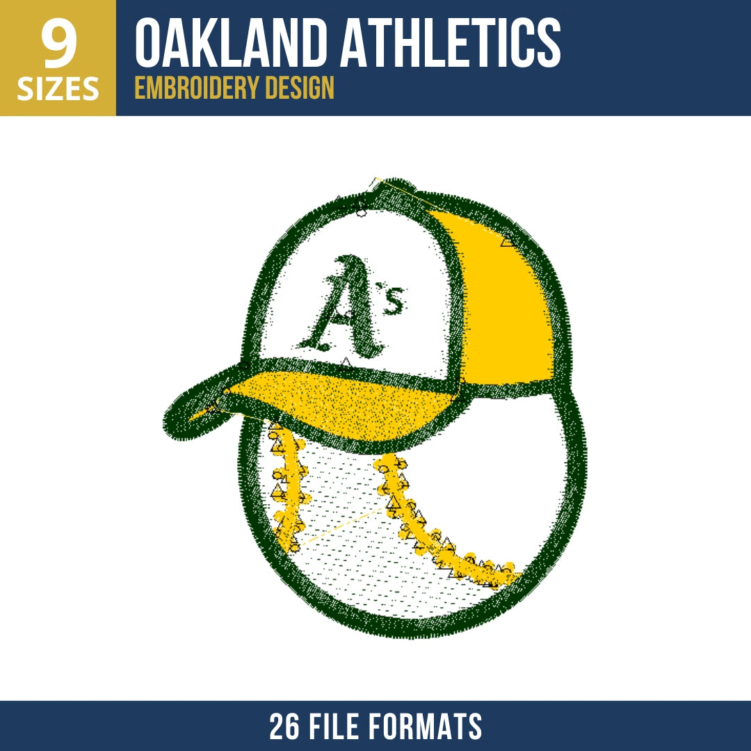 Oakland Athletics Baseball Cap Embroidery Design