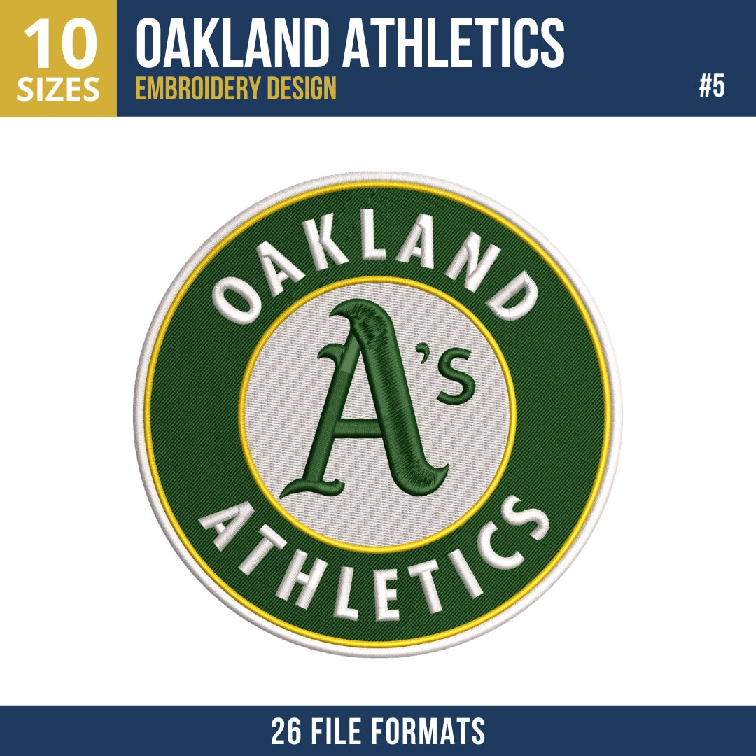 Oakland Athletics Embroidery Bundle – 7 Designs, 26 Formats