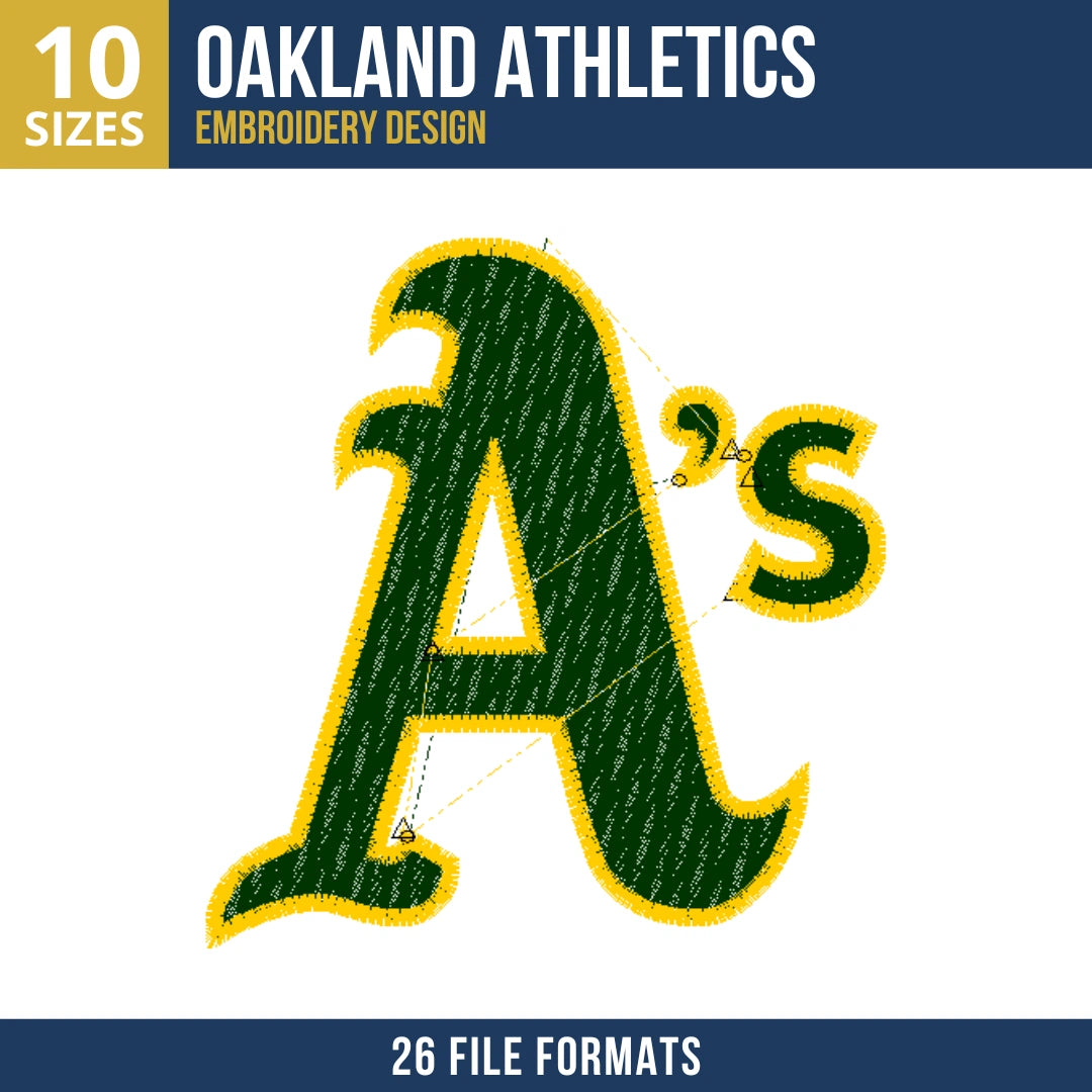 Oakland Athletics A's Monogram Embroidery Design