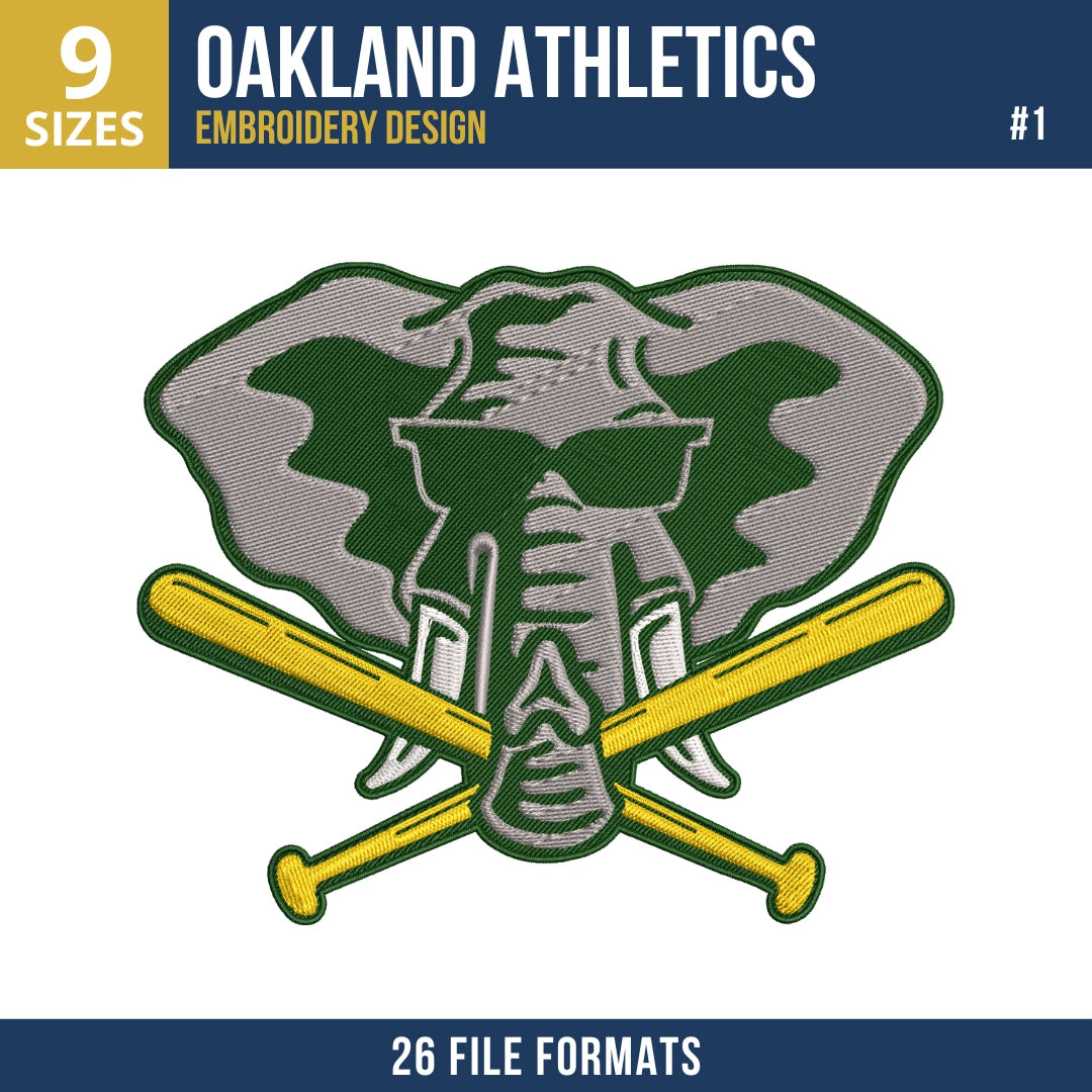 Oakland Athletics Embroidery Bundle – 7 Designs, 26 Formats