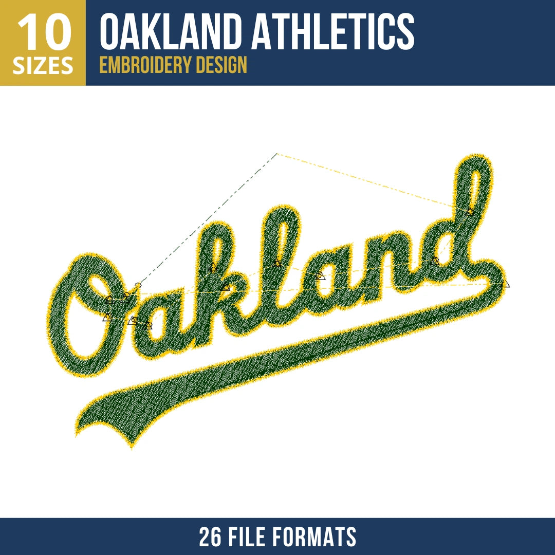 Oakland Athletics Oakland Script Wordmark Embroidery Design