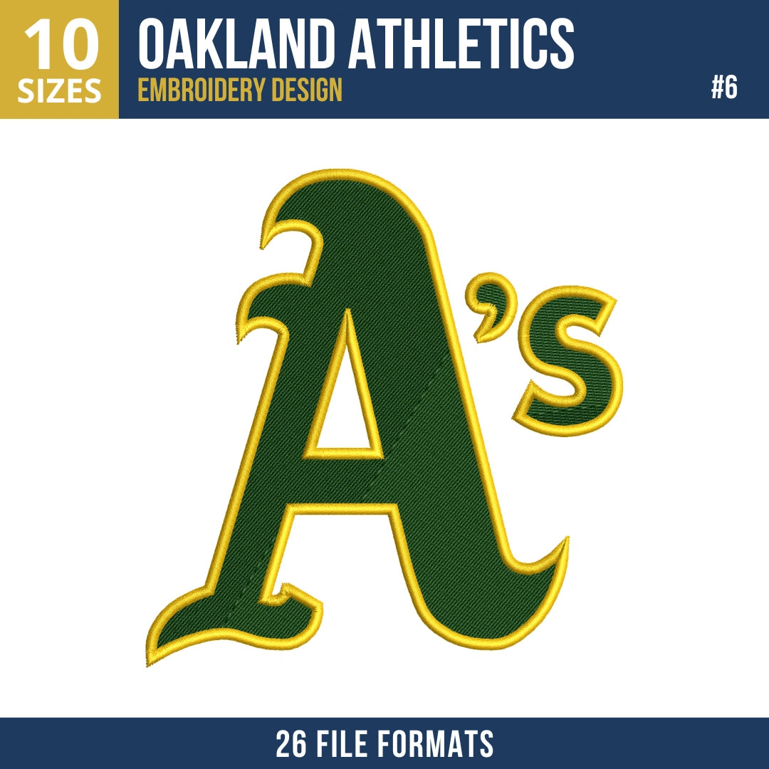Oakland Athletics Embroidery Bundle – 7 Designs, 26 Formats
