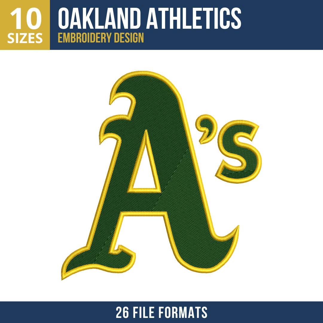 Oakland Athletics A's Monogram Embroidery Design