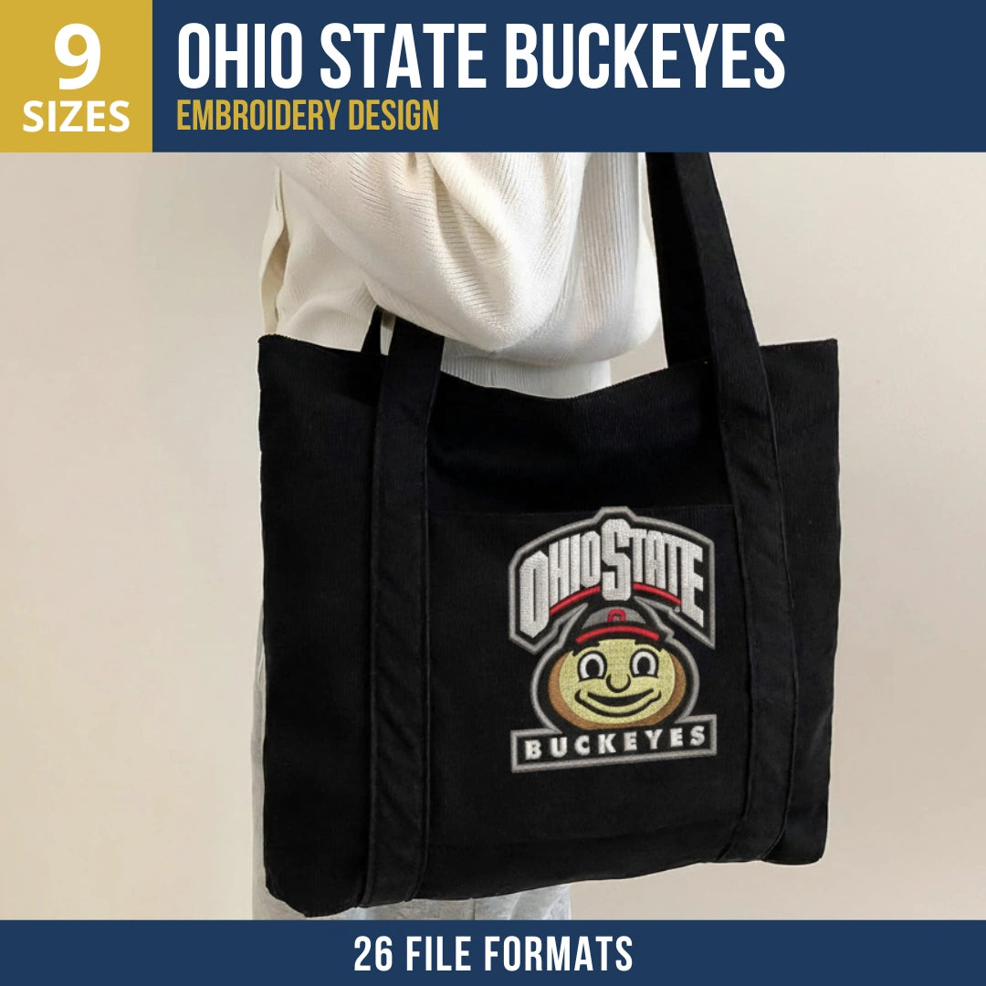 Ohio State Buckeyes Combo Lockup Embroidery Design