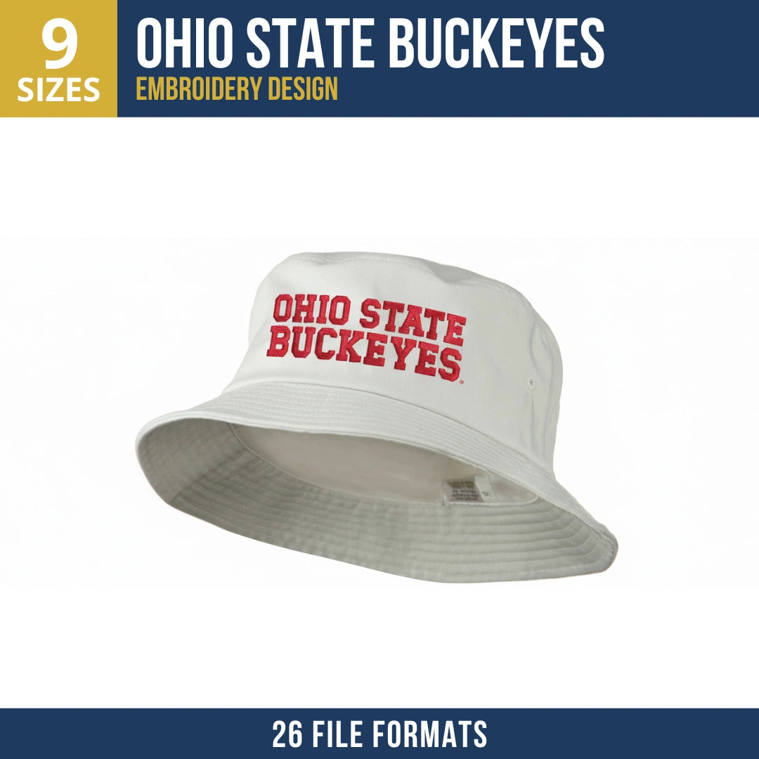 Ohio State Buckeyes Stacked Wordmark Embroidery Design