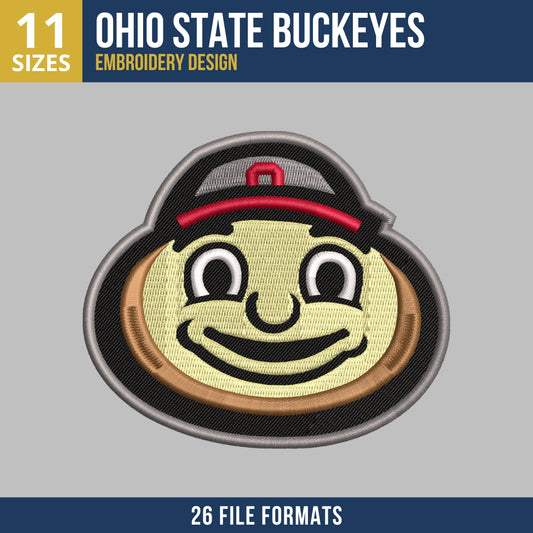 Ohio State Buckeyes Brutus Mascot Embroidery Design