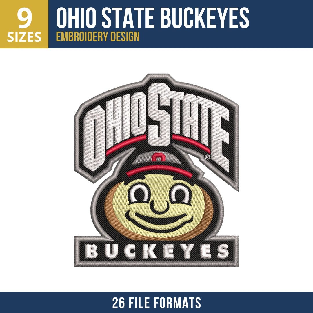 Ohio State Buckeyes Combo Lockup Embroidery Design