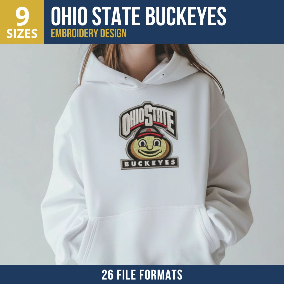 Ohio State Buckeyes Combo Lockup Embroidery Design