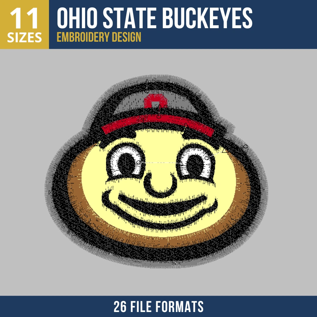 Ohio State Buckeyes Brutus Mascot Embroidery Design