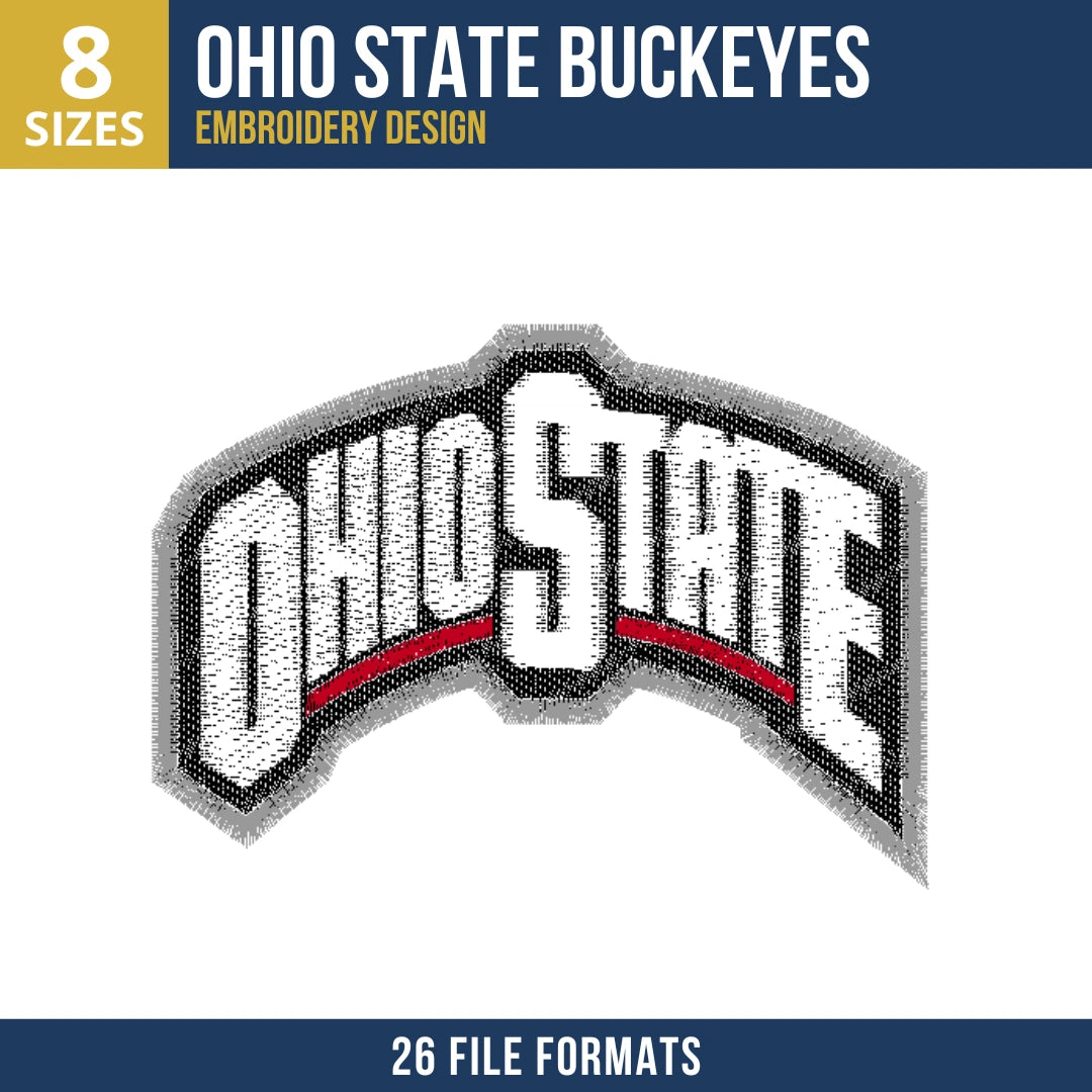 Ohio State Buckeyes Arched Wordmark Embroidery Design