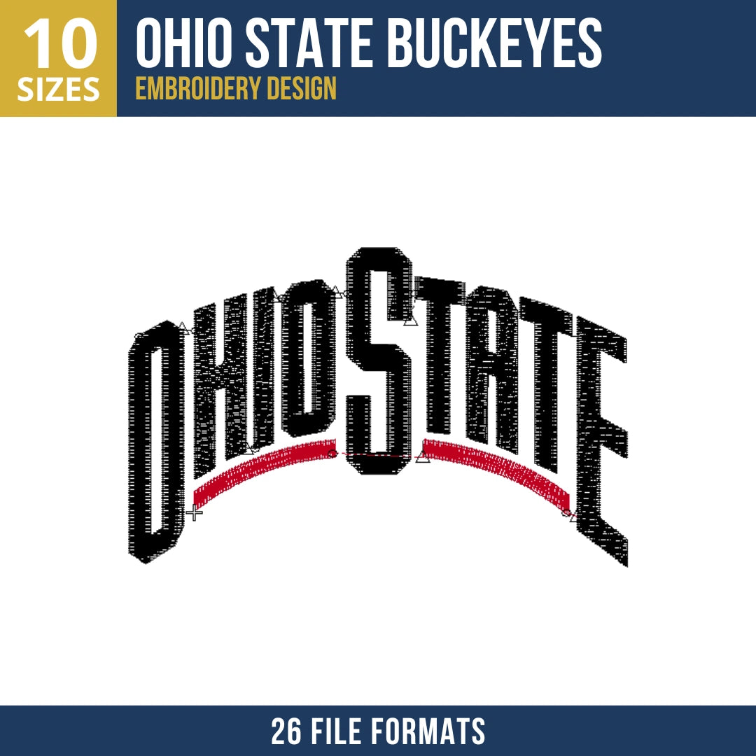 Ohio State Buckeyes OHIO STATE Arched Wordmark Embroidery Design