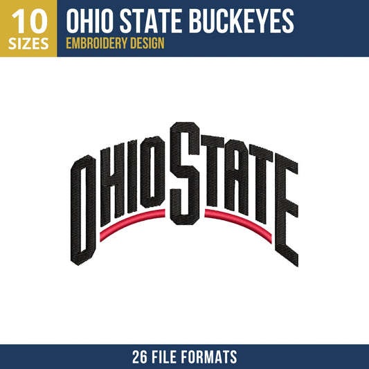 Ohio State Buckeyes OHIO STATE Arched Wordmark Embroidery Design