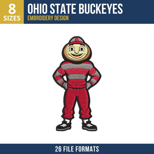 Ohio State Buckeyes Brutus Full Body Mascot Embroidery Design