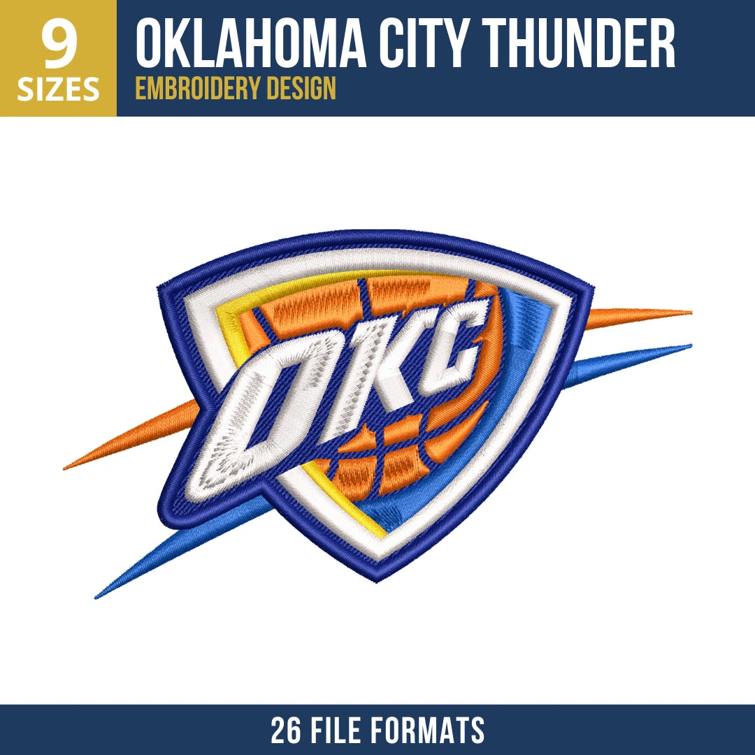 Oklahoma City Thunder Shield Embroidery Design