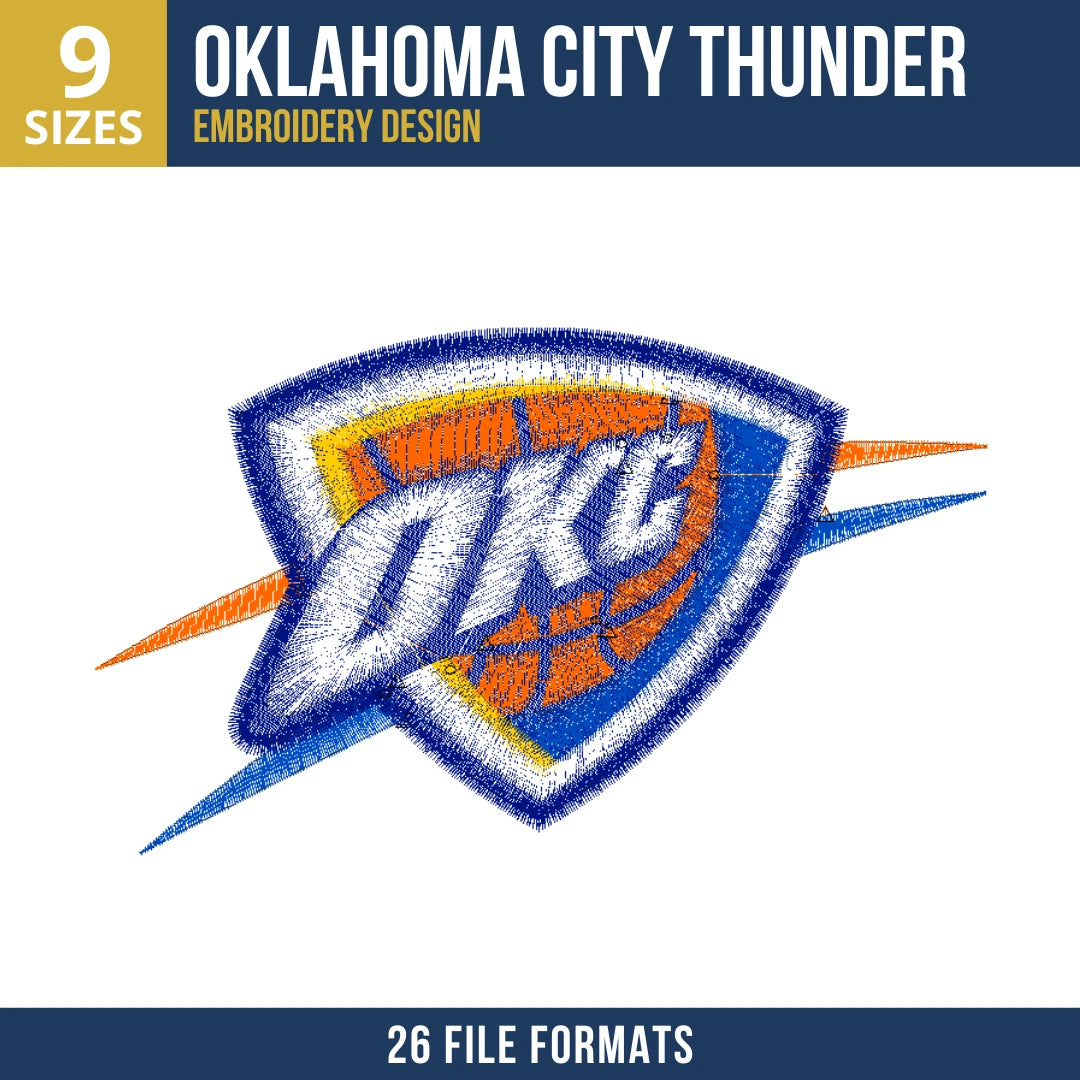 Oklahoma City Thunder Shield Embroidery Design