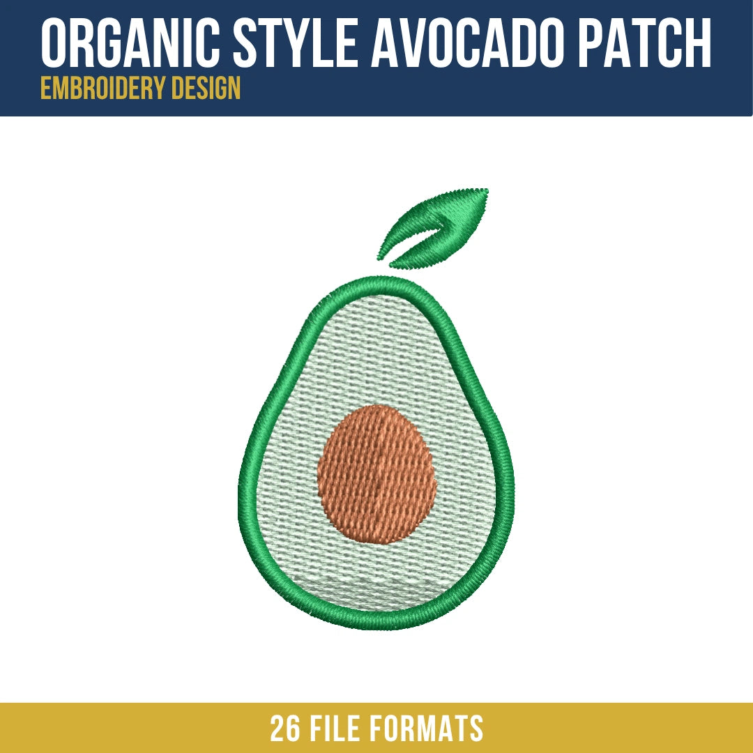 Organic Style Avocado Patch Embroidery Design