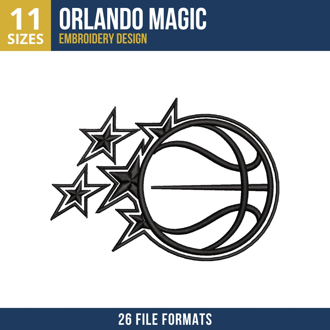 Orlando Magic Shooting Star Basketball Embroidery Design