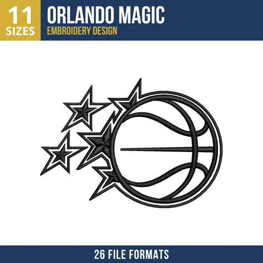 Orlando Magic Shooting Star Basketball Embroidery Design