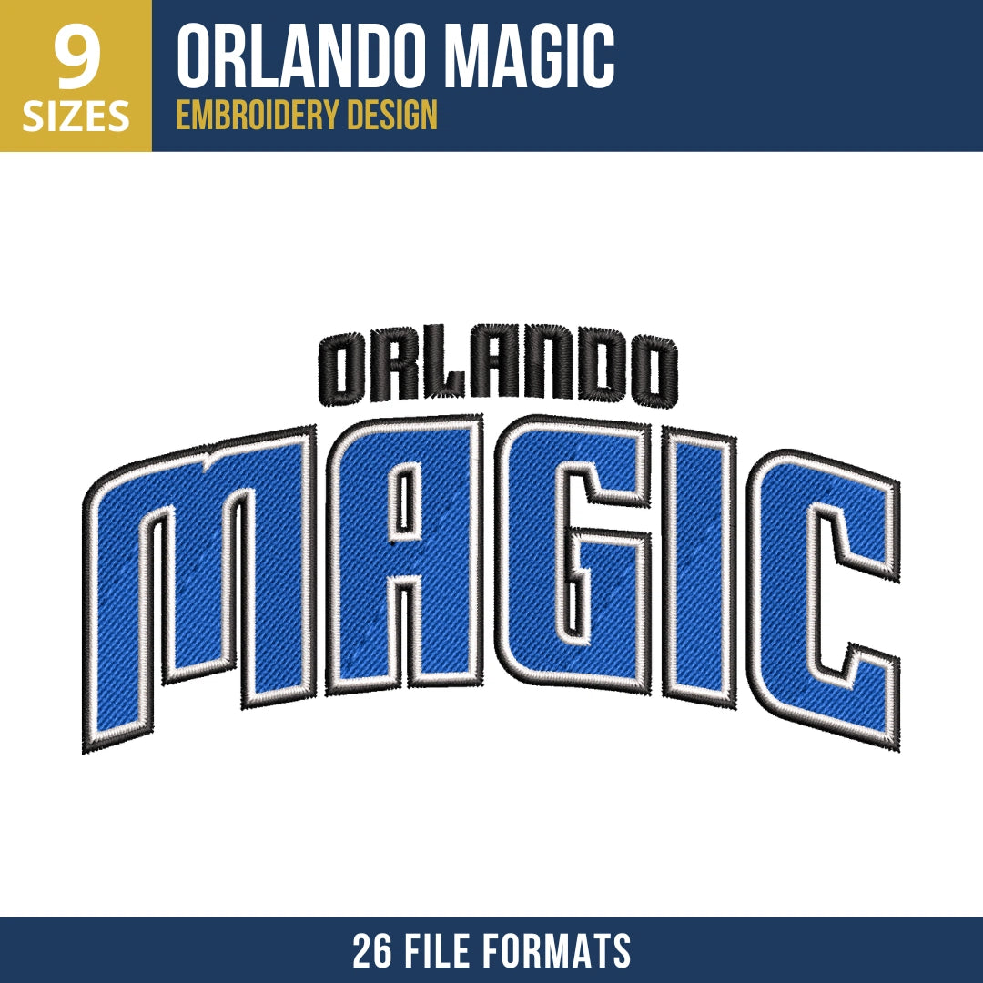 Orlando Magic Stacked Wordmark Embroidery Design