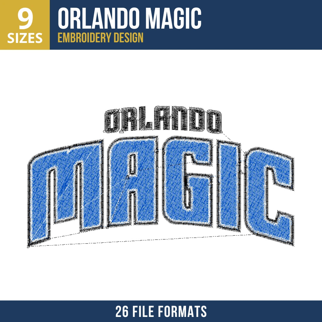 Orlando Magic Stacked Wordmark Embroidery Design