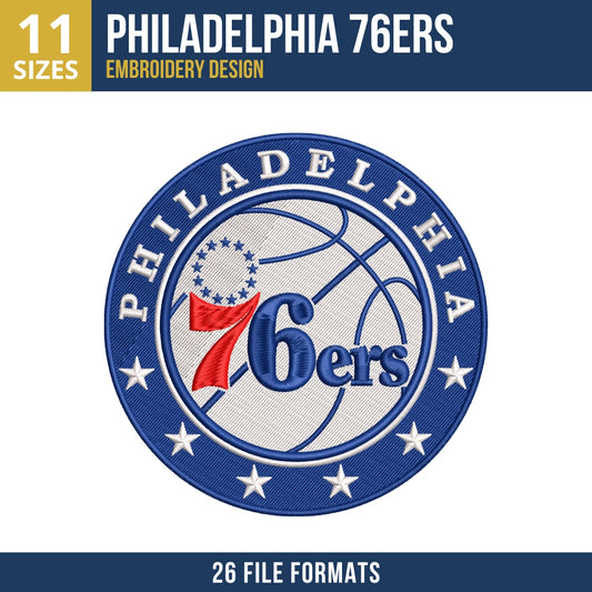 Philadelphia 76ers Basketball Arch Embroidery Design | 11 Sizes