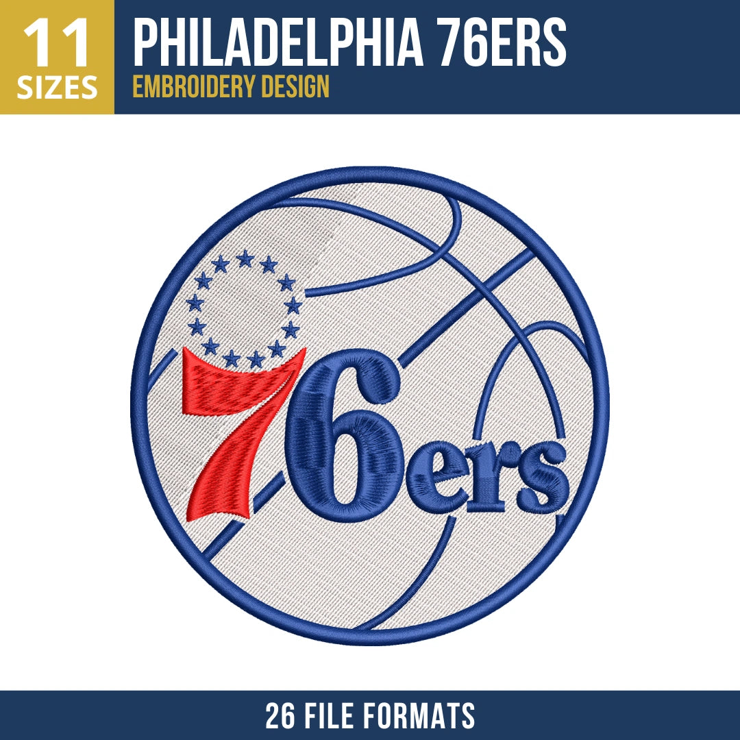 Philadelphia 76ers Basketball Embroidery Design | 11 Sizes