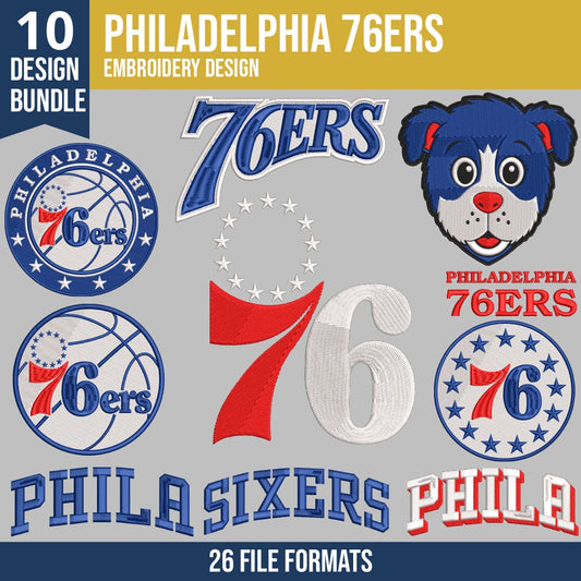 Philadelphia 76ers Embroidery Bundle | 10 Designs