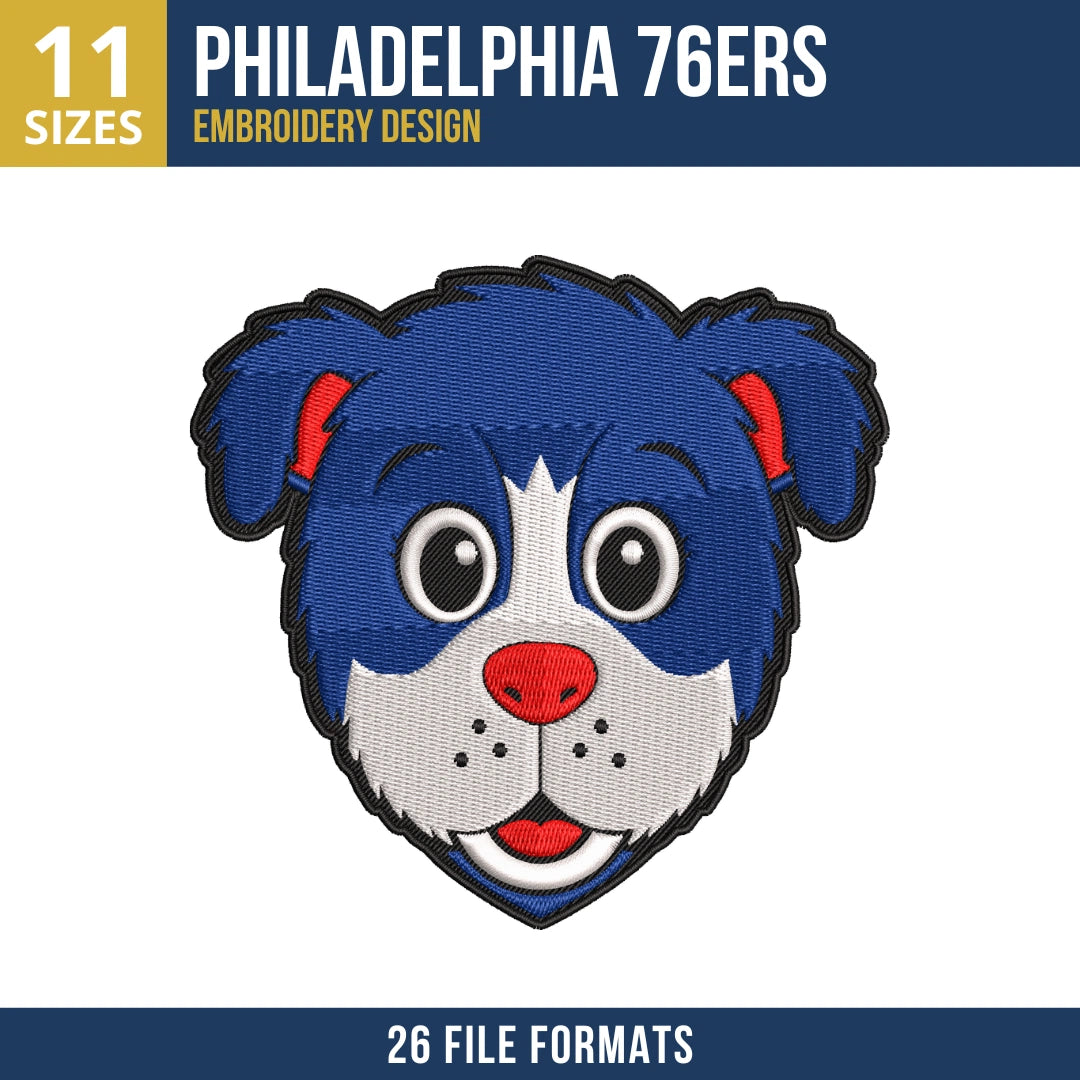 Philadelphia 76ers Franklin Mascot Embroidery Design | 11 Sizes