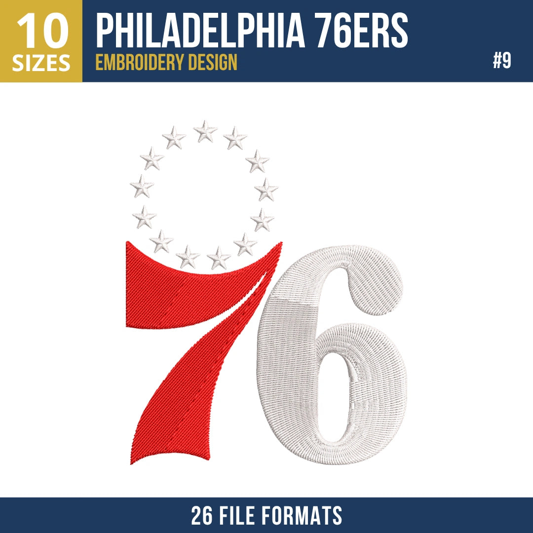 Philadelphia 76ers Embroidery Bundle | 10 Designs