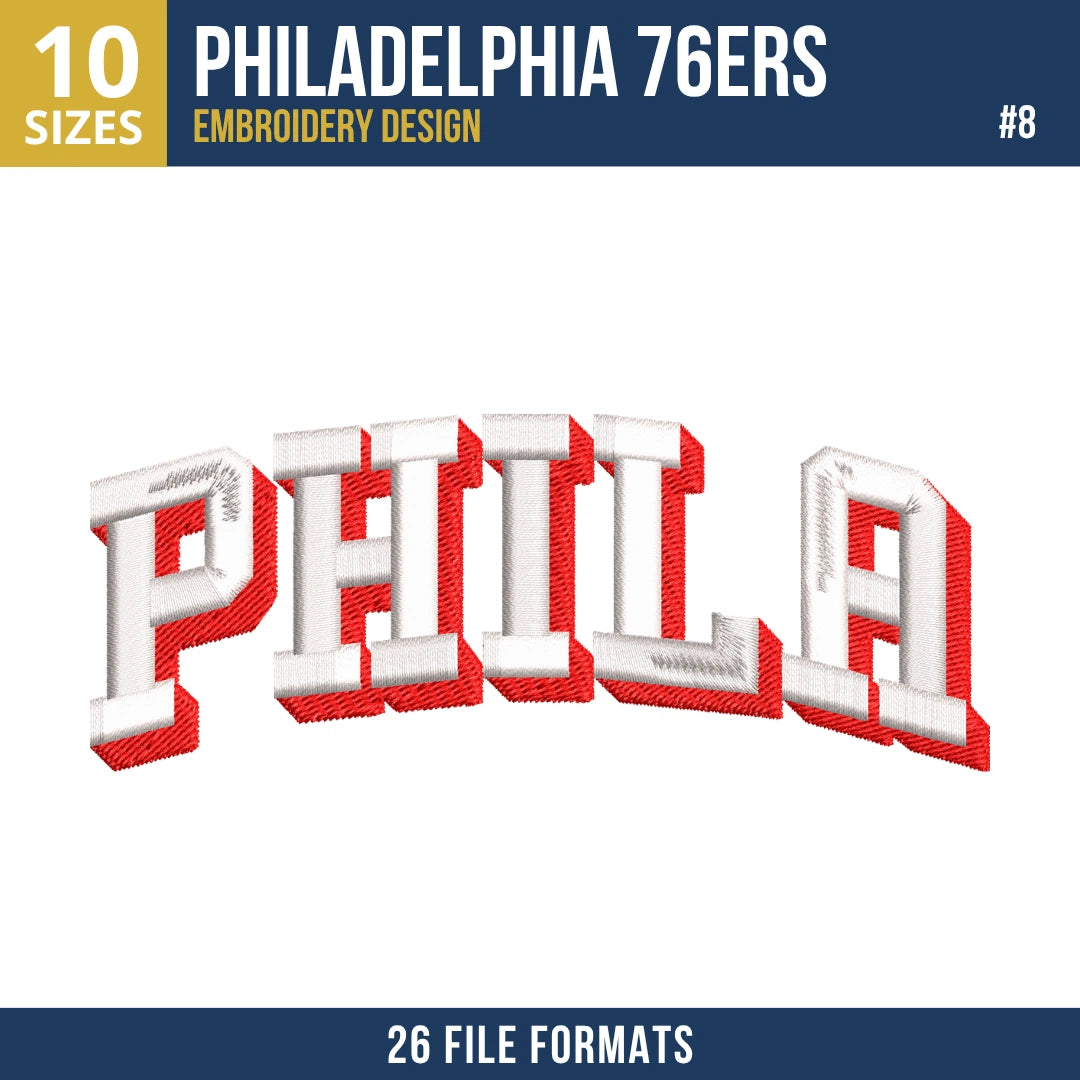 Philadelphia 76ers Embroidery Bundle | 10 Designs