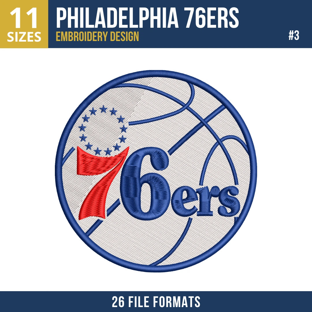 Philadelphia 76ers Embroidery Bundle | 10 Designs