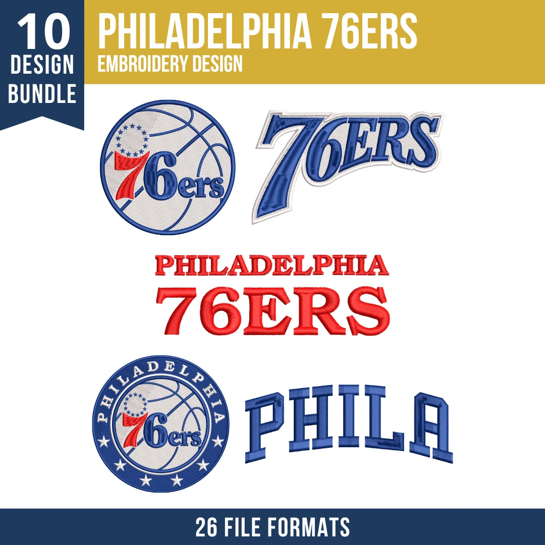 Philadelphia 76ers Embroidery Bundle | 10 Designs