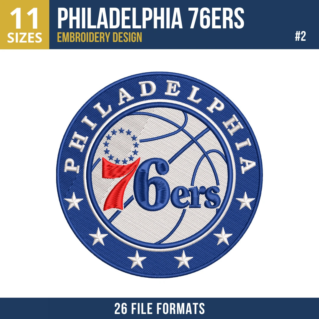 Philadelphia 76ers Embroidery Bundle | 10 Designs