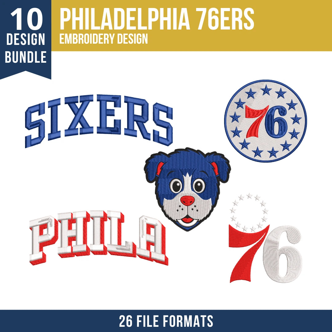 Philadelphia 76ers Embroidery Bundle | 10 Designs