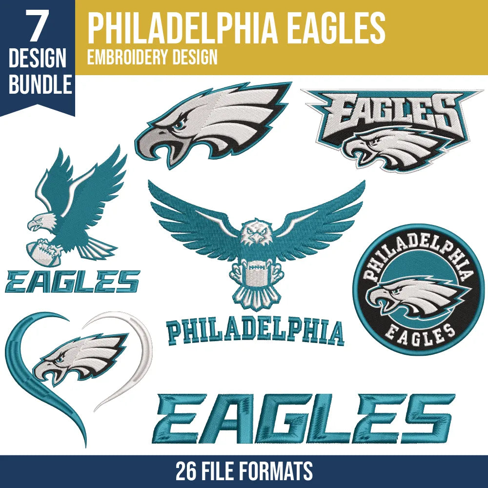 Philadelphia Eagles Embroidery Bundle | 7 Designs