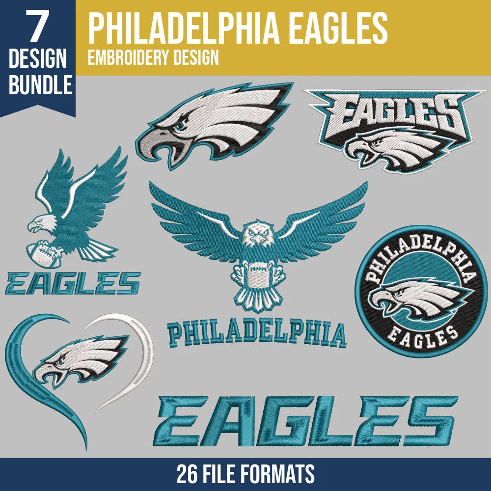 Philadelphia Eagles Embroidery Bundle | 7 Designs