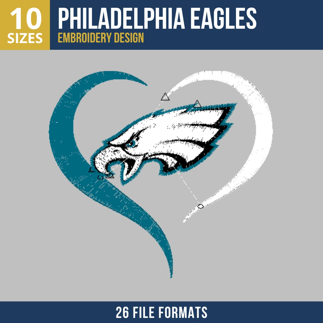 Philadelphia Eagles Heart Embroidery Design