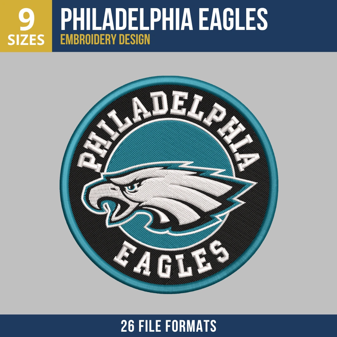 Philadelphia Eagles Circular Badge Embroidery Design