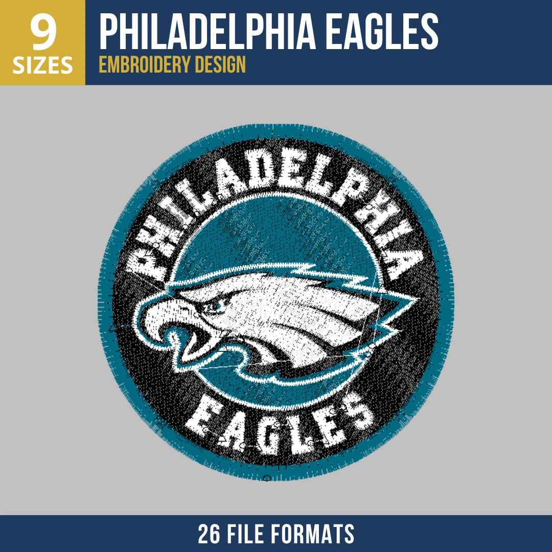 Philadelphia Eagles Circular Badge Embroidery Design
