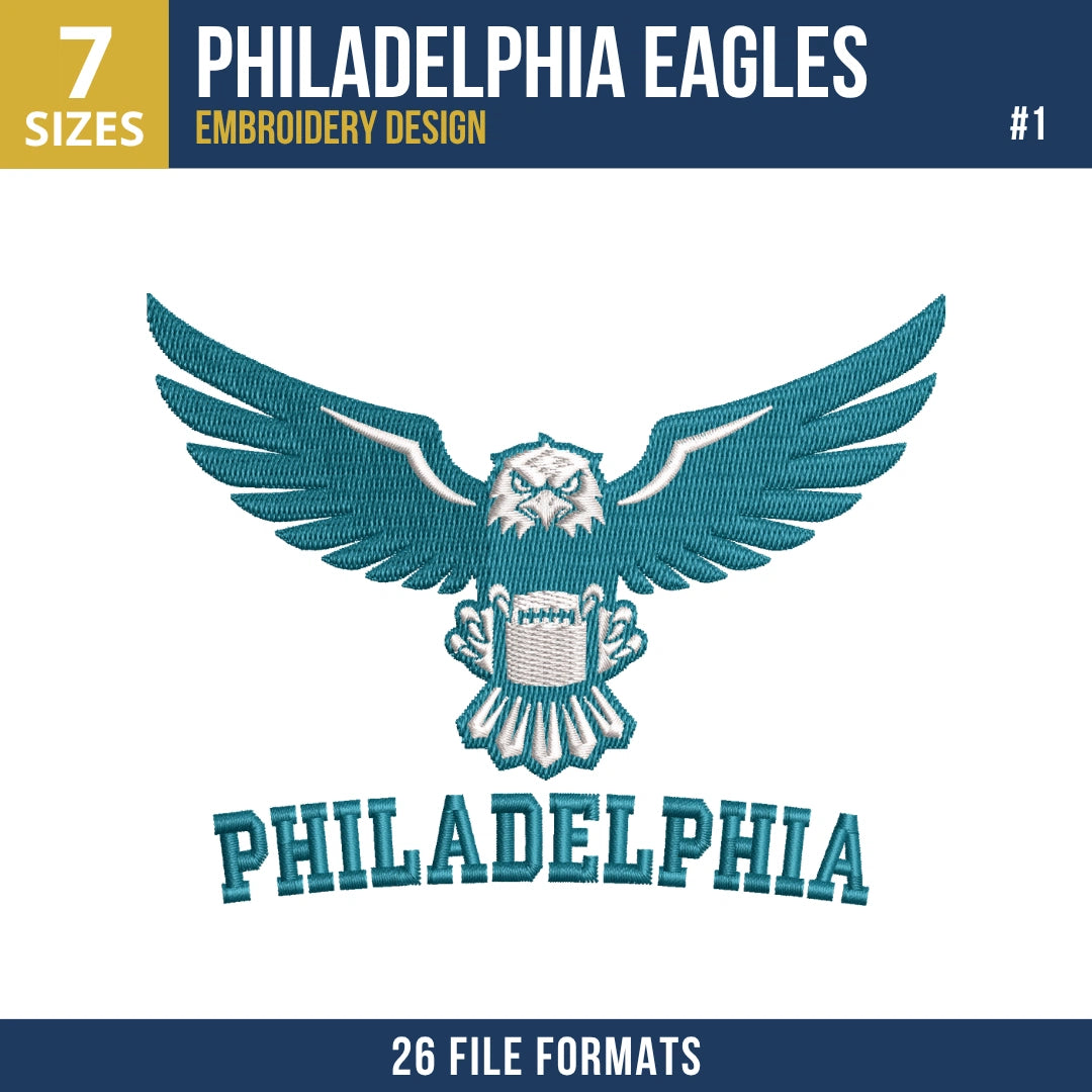 Philadelphia Eagles Embroidery Bundle | 7 Designs