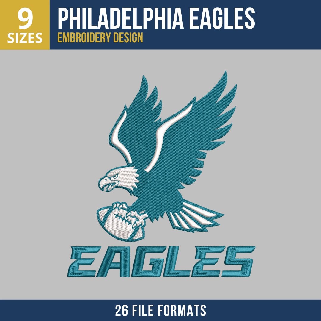 Philadelphia Eagles Football Embroidery Design | 9 Sizes
