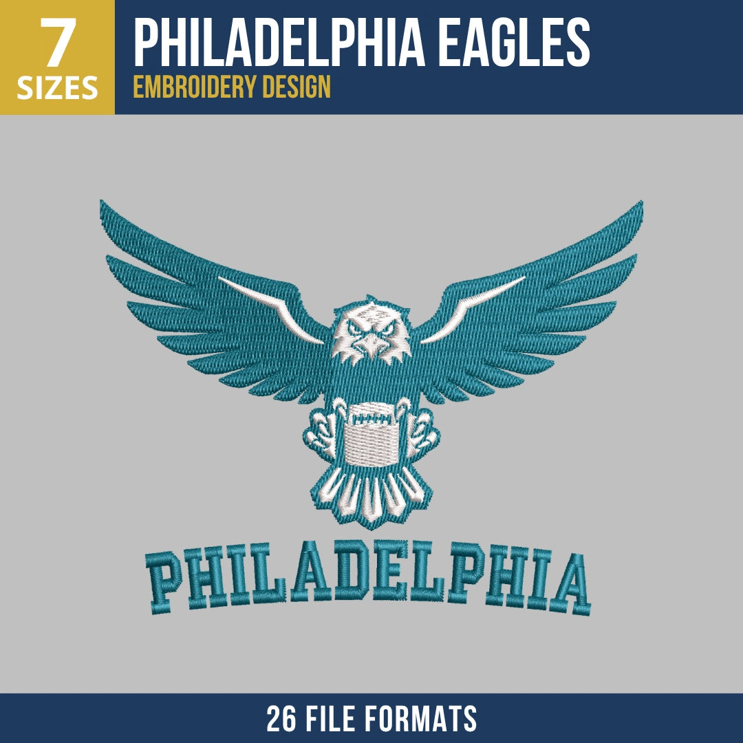 Philadelphia Eagles Full Spread Wing Embroidery Design