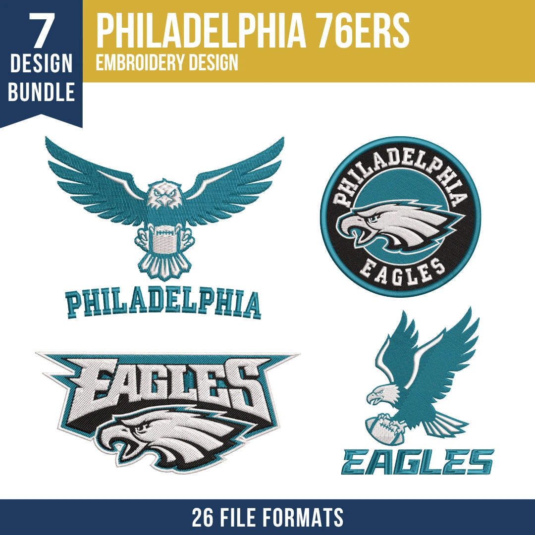 Philadelphia Eagles Embroidery Bundle | 7 Designs