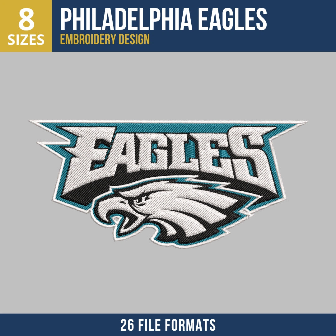 Philadelphia Eagles Banner Embroidery Design | 8 Sizes | 26 Formats