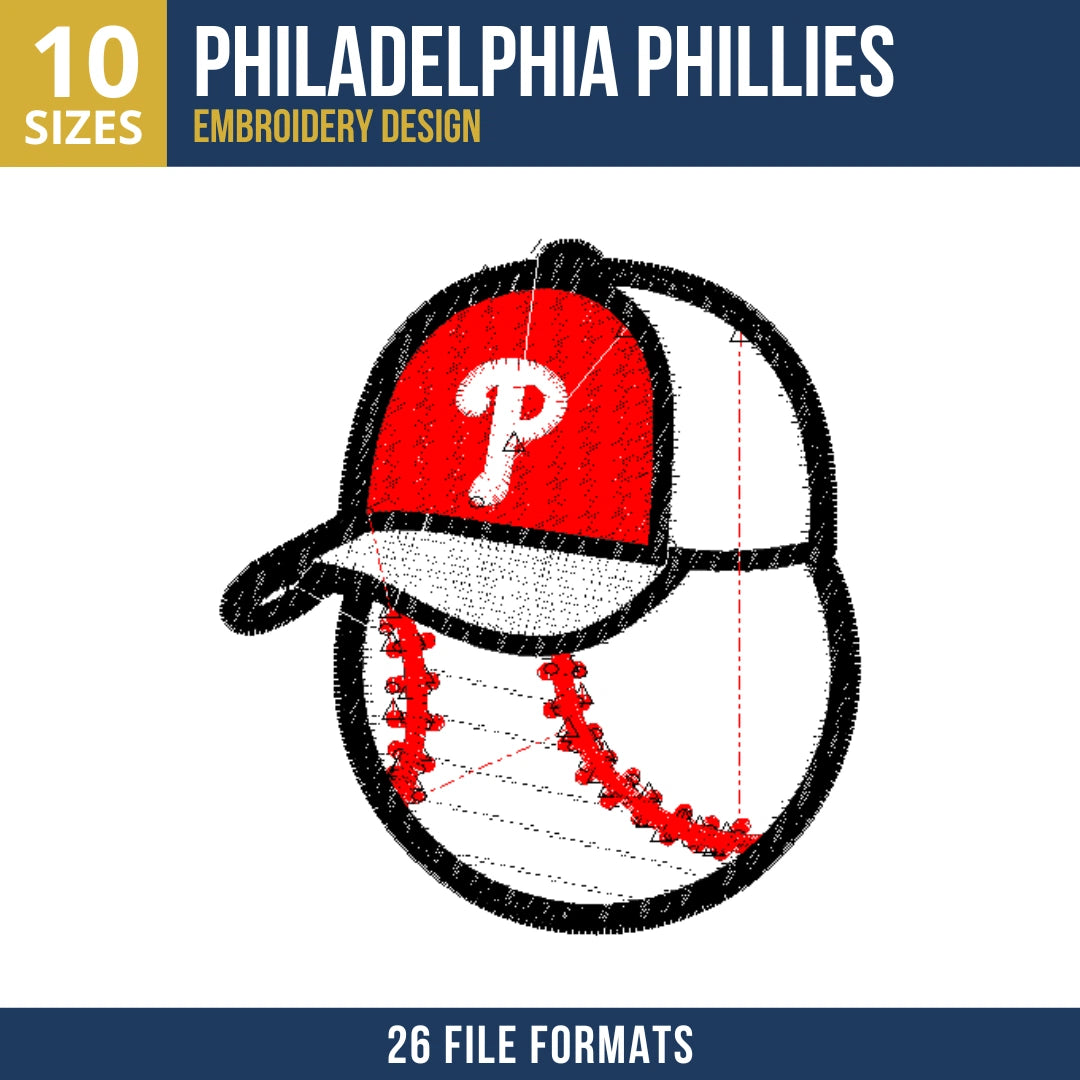 Philadelphia Phillies Baseball Cap Embroidery Design