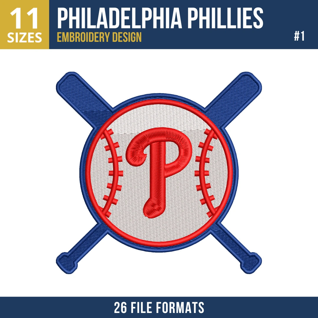 Philadelphia Phillies Embroidery Bundle – 7 Designs, 26 Formats