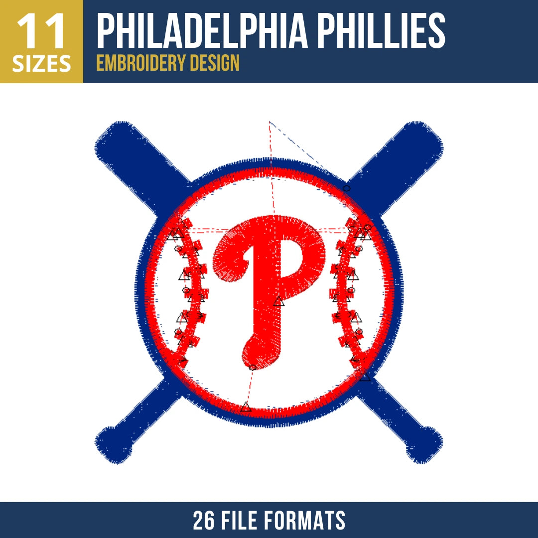 Philadelphia Phillies Crossed Bats P Monogram Embroidery Design